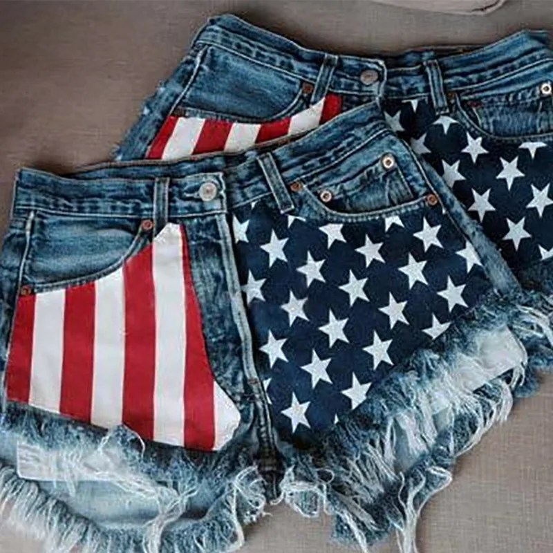 Ripped Denim Short Jeans Mini 