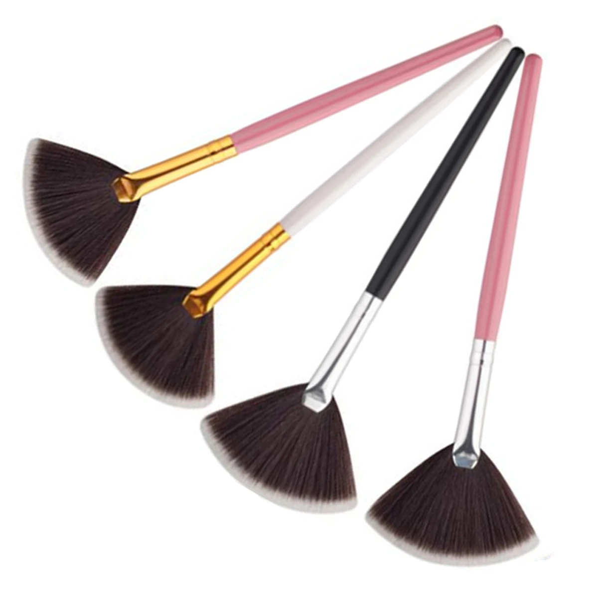 

4 Colors Fan Shaped Blusher Makeup Brush Facial Foundation Base Powder Blush Blending Coating Soft Hair Face Cosmetic Brush
