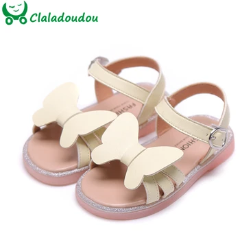 

14-19.5cm Butterfly Girls Sandals Pu Leather Hollow Toddler Girls Summer Shoes Soft Sole Princess Girls Beach Sandals For Party