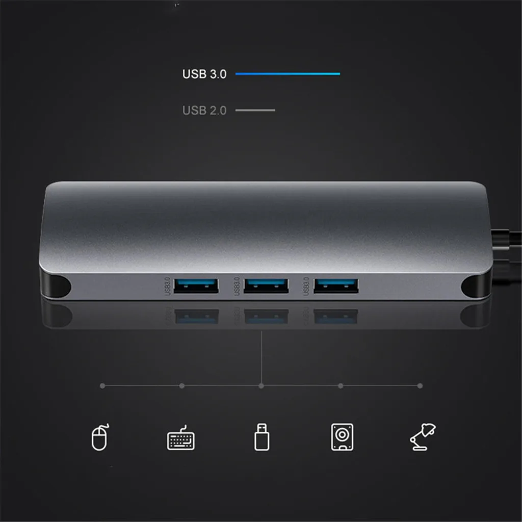 Ouhaobin 9 в 1 концентратор Usb Type C адаптер для HDMI 4 K видео для ноутбука с кардридером Usb быстрая зарядка для мобильного телефона