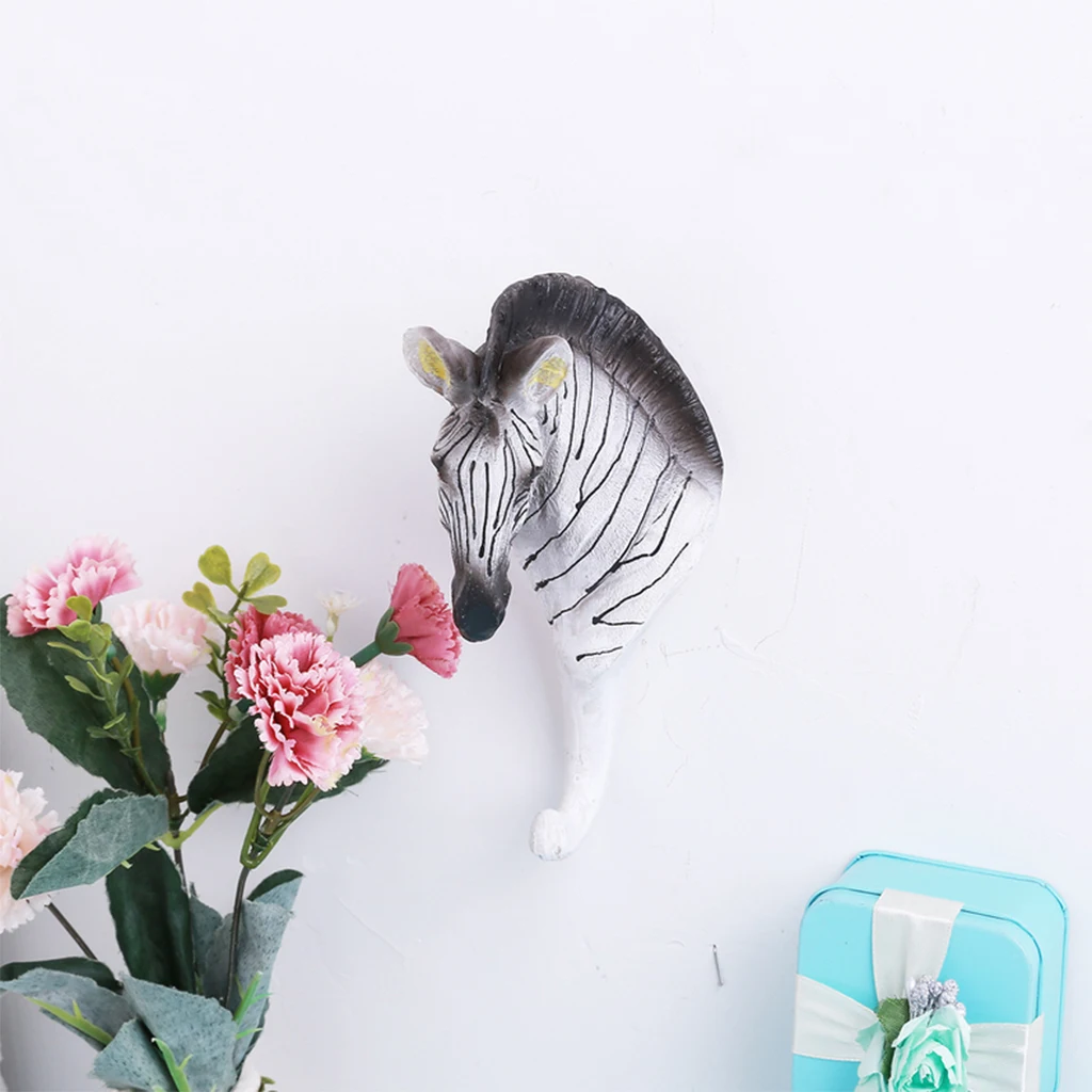 Vintage Animal Wall Hook Giraffe Zebra Elephant Head Suction Hook Window Strong Suction Hanger Hat Clothes Coat Hanging Rack