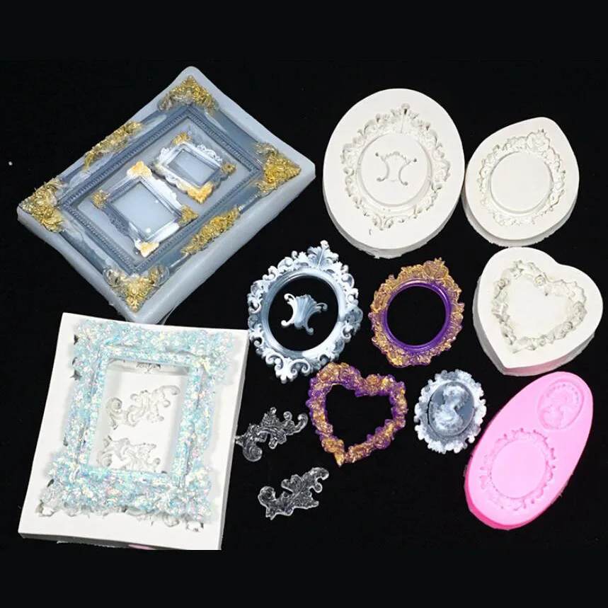 Retro Lace Love Heart Shape Photo Frame Silicone Mold for Diy Crystal Cutting Type Epoxy Resin Molds Jewelry |