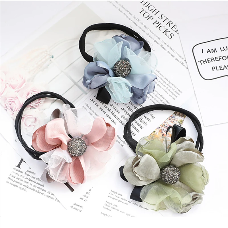M MISM Women Flower Donut Bun Maker Crystal DIY Hair Style Making Tools Korean Fashion Elegant Ladies Hair Curler Accessories