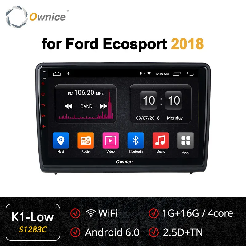 Ownice K6 K5 K3 стерео для Ford Ecosport Android 9,0 система автомобильный Dvd Gps плеер с радио Vedio навигация автомобильный 4g - Цвет: S1283 K1-Low