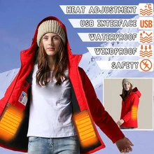 Женская зимняя куртка с подогревом, уличная USB Инфракрасная куртка, толстые хлопковые куртки с подогревом, пальто для альпинизма, лыжного спорта, 3 температурных режима