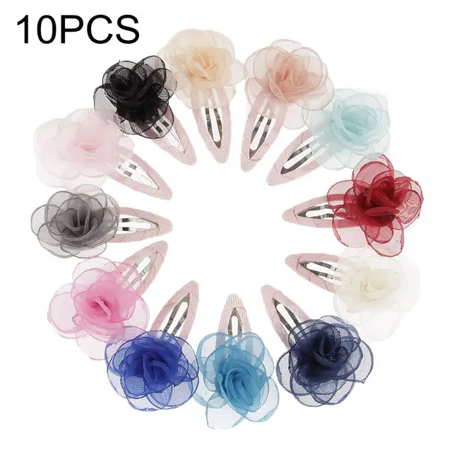 Cute 22 Colors Fashion Baby Girls Mini Chiffon Flowers Hair Clips Sweet Children Hairpins for Kids Hair Accessories J10PCSmixed
