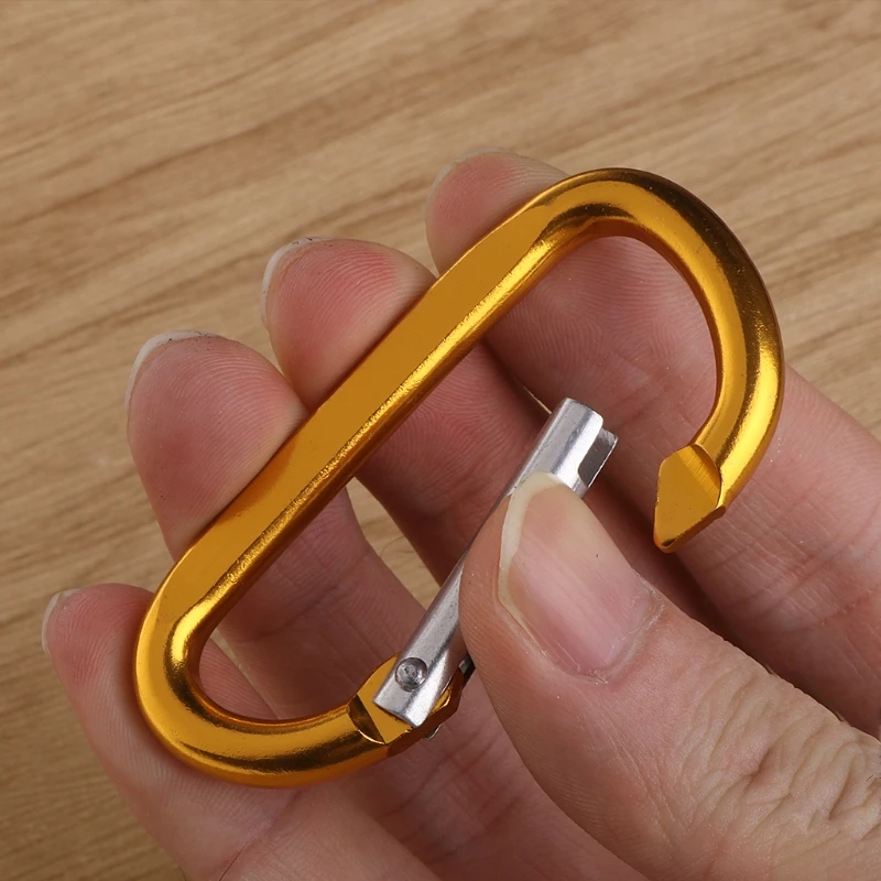 10Pcs Aluminum D Shape EDC Paracord Buckle Carabiner Key Chain Camping Hook Clip A6HC