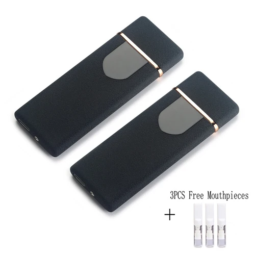 2PCS Matte black Ультратонкая USB сигарета зажигалка сенсорная Индукционная электронная сигарета зарядка зажигалки металлические ветрозащитные мужские гаджеты для курения - Цвет: 2PCS Matte black