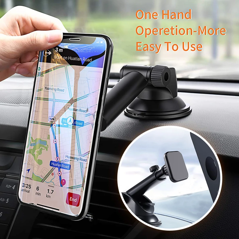 Magnetic Car Phone Mount Universal Dashboard Phone Holder Windshield Long Arm Strong Suction Car Mount Fit for Huawei/iPhone 11