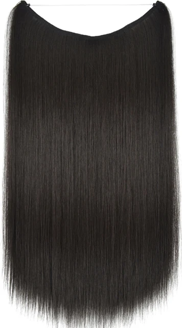 TOPREETY Heat Resistant Synthetic Hair 100gr Silky Straight Elasticity Invisible Wire Halo Hair Extensions 8006 4A