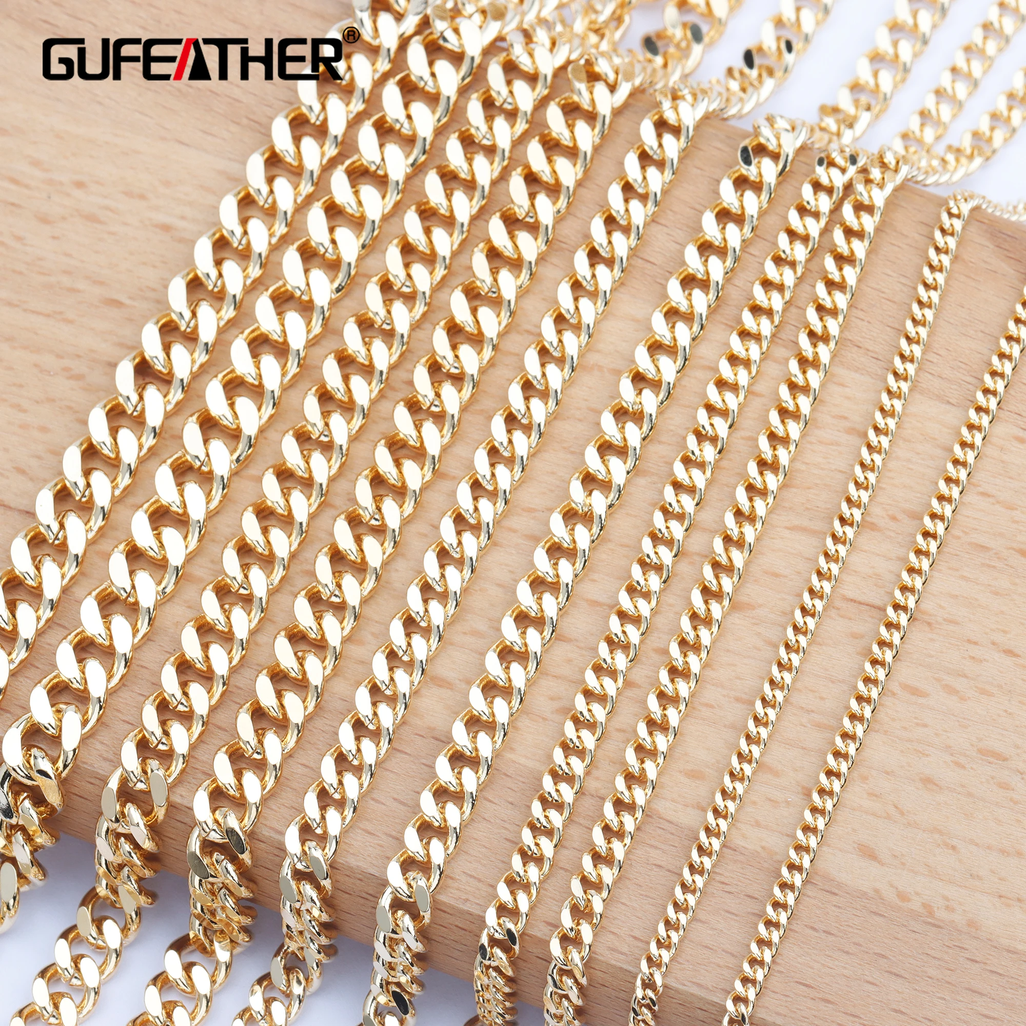 Цепочка для самостоятельного изготовления ювелирных изделий GUFEATHER позолоченная