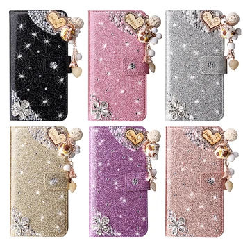 

Luxury Bling Diamond Case For iPhone 11 Pro Xs Max X Xr 8 7 Plus Case Flip Leather Wallet Phone Case For iPhone 6 6S 5 SE 2020