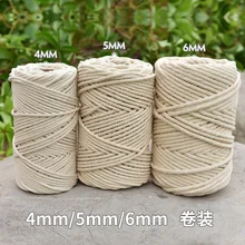 Cotton-Cord Rope Twisted-String Wedding-Accessories Handmade Natural 6mm Macrame 4mm