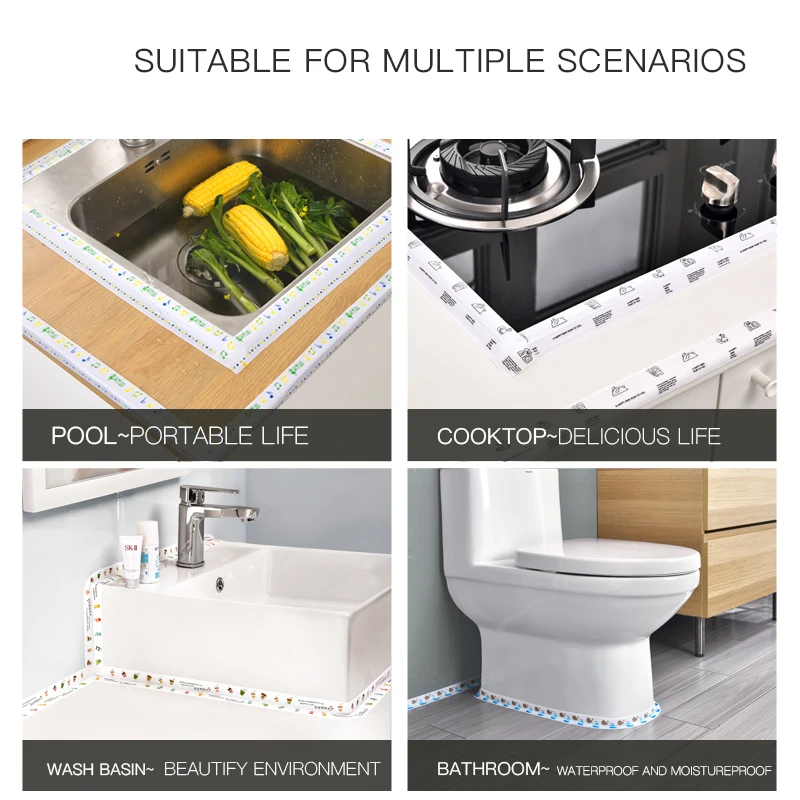 Kitchen Sink Waterproof Sticker Anti-mold Waterproof Tape Bathroom Countertop Toilet Gap Self-adhesive Seam Stickers - Image 6