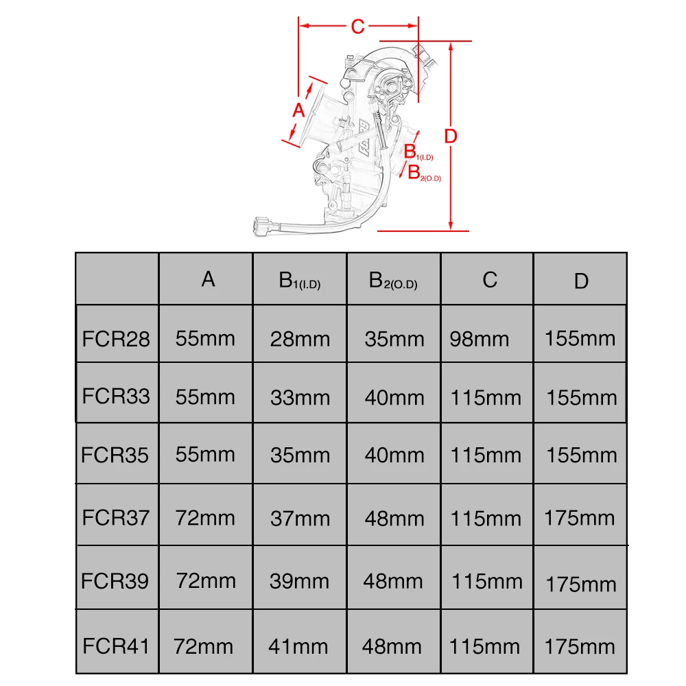 Sclmotos- Motorcycle Carburetor Carb Racing for Keihi FCR 28mm 33mm 35mm 37mm 39mm 41mm Dirt Bike ATV 4 Stroke CRF450/650 FS450