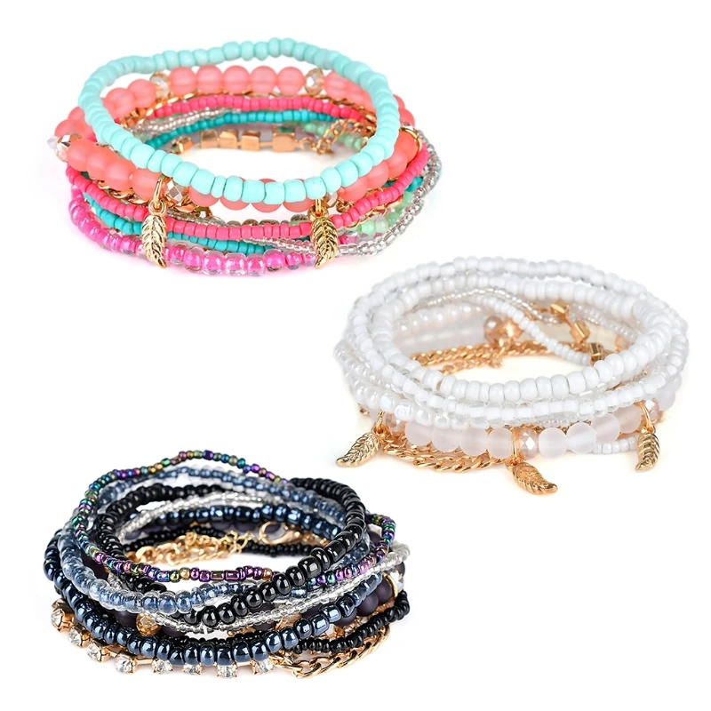 

New Multilayer Women Bohemian Charm Pendant Beads Bracelet Jewelry Bangle Gift U50C