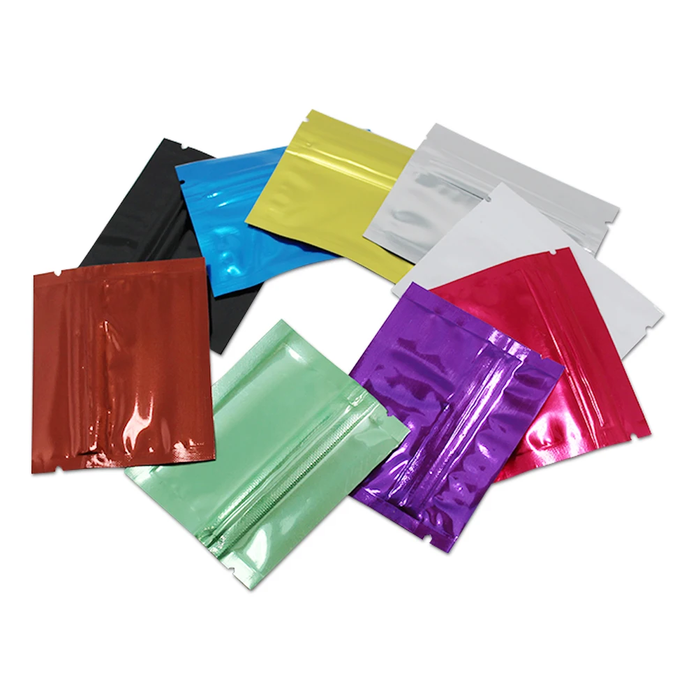 200Pcs/ Lot 7.5*6cm Aluminum Foil Zip Lock Packaging Bag Pouch Mylar Self Sealing Vacuum Ziplock Packing Bags For Food Storage | Дом и сад