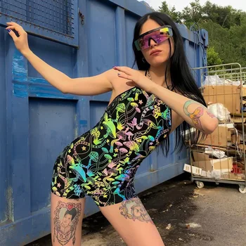 

Print Bodysuit Women Sling Sexy Fashion Casual Sleeveless Backless Slim Comfortable Skin-friendly Elegant Ladies Wild Streetwear