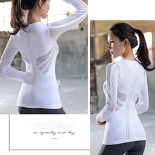 Новые женские спортивные топы, полые быстросохнущие тонкие плотные дышащие Блузы с длинным рукавом