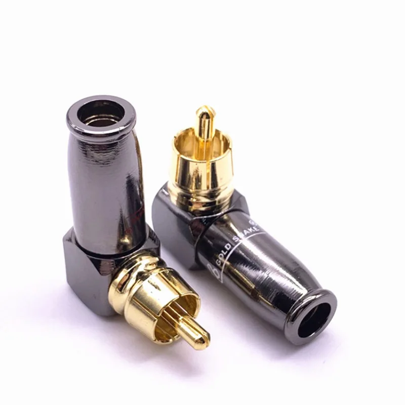 1 шт. 90 градусов Змеиный король RCA Г-образный пистолет черный позолоченный