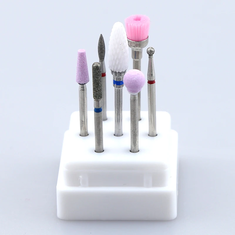 7 шт. набор керамических сверл для ногтей, фреза, маникюрный станок, аксессуары, электрические пилочки для ногтей, инструменты для дизайна ногтей - Цвет: Светло-желтый