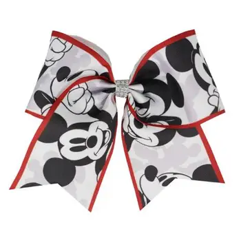 

HOT JUMBO 7" Cheer Bow Ponytail Holder print 3 Inch Ribbon Girls Hair Bows Cheerleading With Elastic Bands HairBow for Girls
