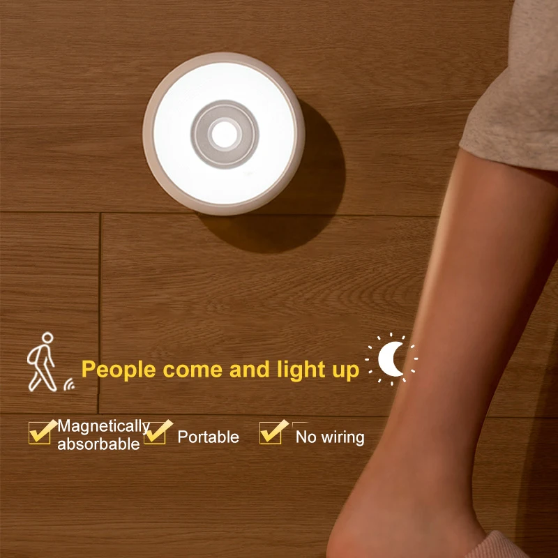 Tanie Bezprzewodowy inteligentne światło nocne czujnik ruchu LED człowieka indukcja ciała sklep
