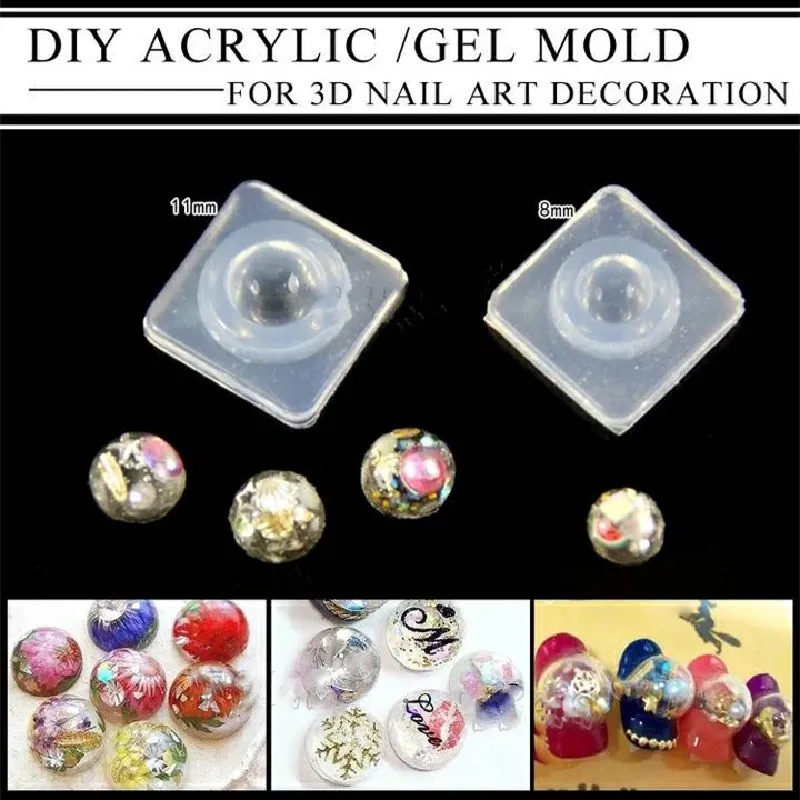 

3D Carving Silicone Mold Nail Stamping Concave-Convex with Hollow Ball Tridimensional UV Gel Acrylic Crystal Nails Template