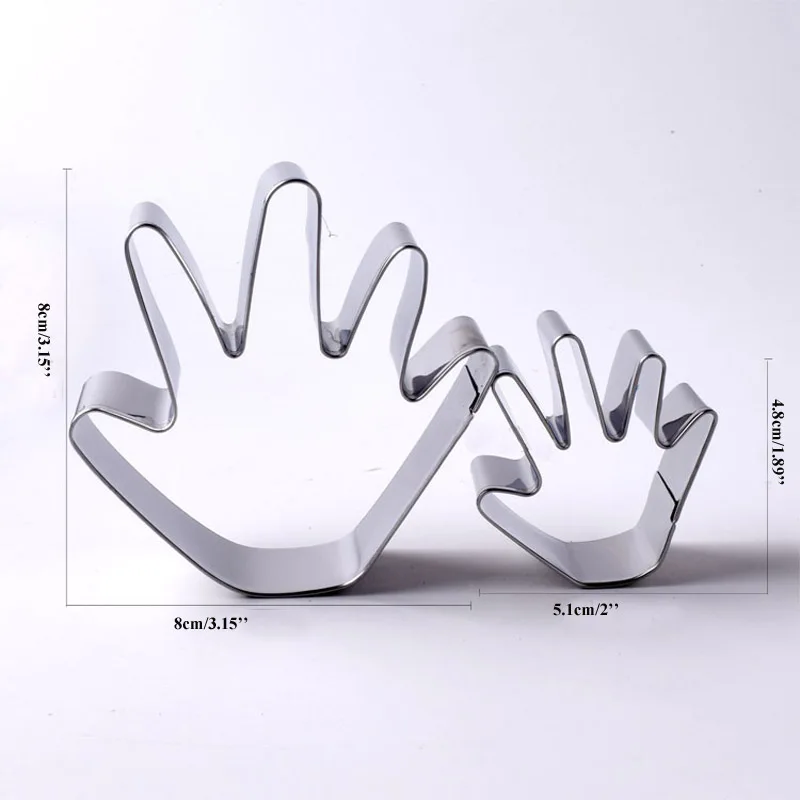 2pcs patisserie Home Decoration Hand Palm Stainless Steel Cookie Cutter Metal Biscuit Mould Fondant Cake Decor Tool Pastry Shop