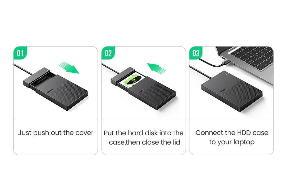 UGREEN Hard Drive Enclosure, USB 3.0 To 2.5 Inch Caddy, 5Gbps Transfer
