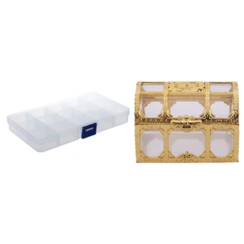 

1pcs 15 Compartments Plastic Storage Plastic Box Celsius& 1pcs Mini Jewelry Box Candy Ring Earrings Necklace Case
