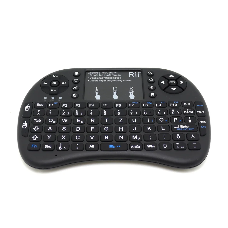 Rii i8+ немецкая Мини Беспроводная клавиатура Air mouse с сенсорной панелью для Android tv Box проектор IPTV Мини ПК KM9 X96mini