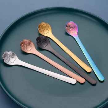 

JOYLIVE Cute Cat Claw Coffee Spoons Dessert Multifunctional Spoon Candy Tea Spoon Cat Drink Tableware Kitchen Supplies
