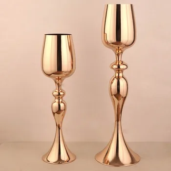 

2 in 1 Wine Cup Shape Candlestick Flowers Vases Candle Holders Road Lead Table Centerpiece Stand Candlestick Wedding Party Deco
