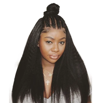 

4x4 Silk Base Kinky Straight Human Hair Full Lace Wigs for Black Women Lace Front Silk Top Yaki Human Hair Wigs Preplucked
