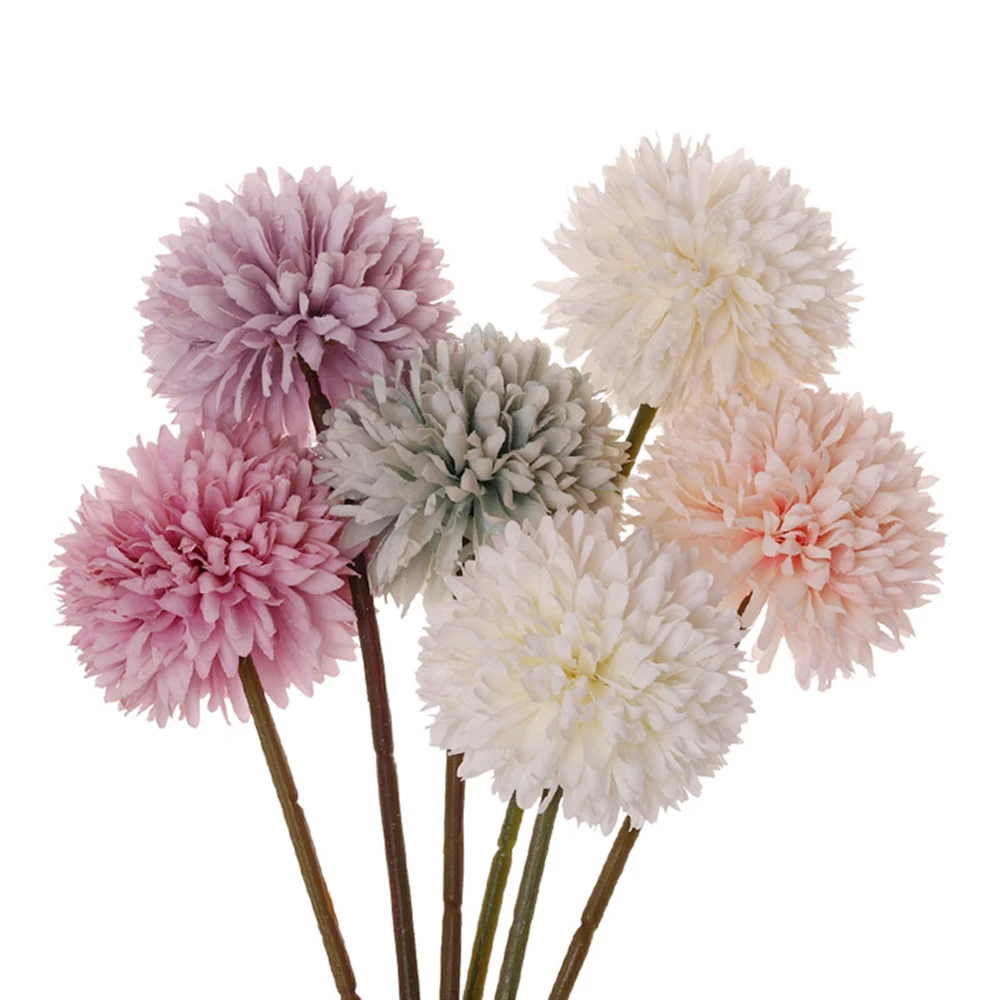 3pcs Dandelion Artificial Flower Silk Pompon Chrysanthemum Simulation Fabric Flowers For Wedding Home Decoration Fake Flowers Artificial Dried Flowers Aliexpress