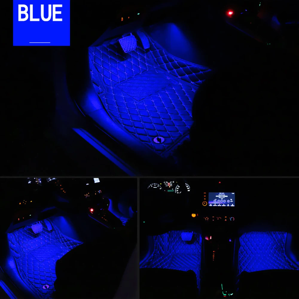 FORAUTO 4 в 1 автомобильные напольные RGB Светодиодные полосы света салона автомобиля света с дистанционным Авто Декоративные атмосферные лампы автомобиля-Стайлинг