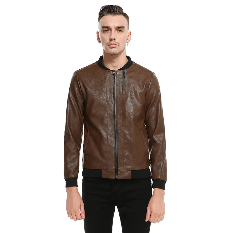 Кожаное пальто для мужчин,, AliExpress, осень и зима, стиль, Европа и Америка, молодежная крутая застежка, приталенная кожаная куртка