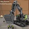 1:14 Screw Power Large Remote Control Excavator Truck 2.4G 22CH LED Lighting Unlimited Rotation Alloy Bucket RC Excavator Truck 2