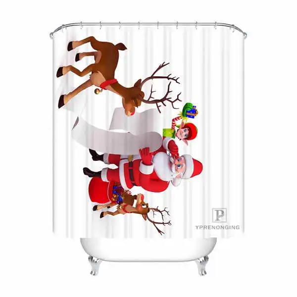 Shower Curtain Пользовательские Водонепроницаемый душ Шторы красный Рождественская елка напечатаны Ванная комната Декор различные размеры#180324-01-32 - Цвет: Shower Curtain