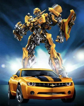

Div 5D Bumble Bee AutobotsCar Light Full Diamond Painting cross stitch kits art Cartoon 3D paint by diamonds