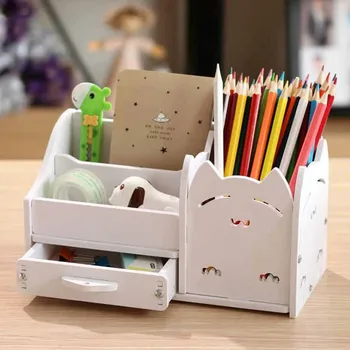 

NEWYEARNEW Multifunctional Office Table Pen Holder Cute LivingRoom Desktop Ornament Cosmetic Storage Box Office Organizer Drawer