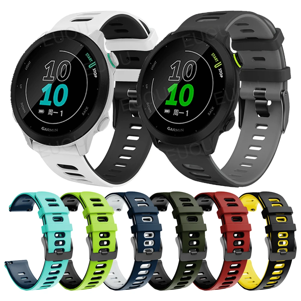 Vert noir 20mm Forerunner 158-Pour Garmin Venu 2 Bracelet Sport pour Garmin  Forerunner 645 245 158 55 Vivoact