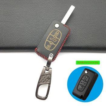 

Leather 3 Buttons Flip Remote Key Fob Case Cover For Peugeot 107 207 307 407 308 607 for Citroen C1 C2 C3 C4 C5 C6 C8