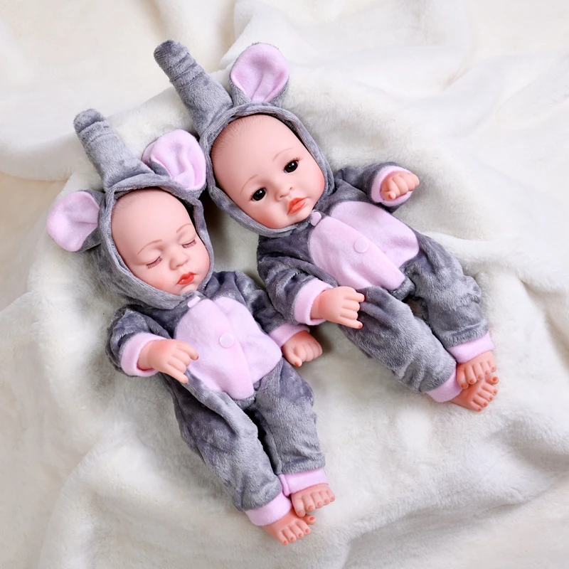 

Bebe Reborn 30CM Full Body Silicone Soft Baby Dolls With Elephant Style Clothes Cute Lifelike Newborn Toys For Girls Babies Gift
