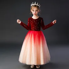 Flower Girl Dresses Luxury Tulle Party Dresses For Wedding Party Girl Christmas Party Prom Formal communion Long sleeved dress