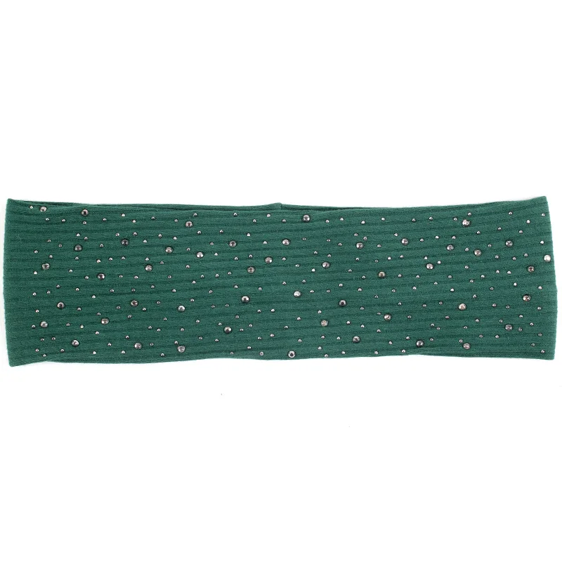 green Charm Wood однотонные Цвет рхинестудс TurbanHeadband из эластичного хлопка для маленьких девочек и мальчиков с повязкой на голову для йоги спортивные тюрбан, без каблука, мягкие женские аксессуары для волос - Цвет: green