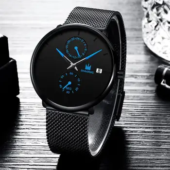 

2019 Watch Men Calendar Quartz Watches Fashion Chronograph Decoration Casual Mesh Strap Wristwatch Male Clock Relojes Hombre