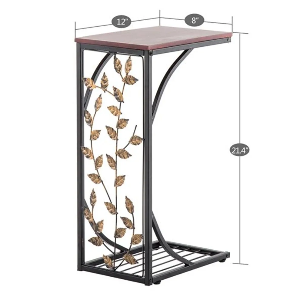 

54*30.5*21CM Leaf Pattern Iron Side Table Coffee Table Brown home supplies coffee table Side Table