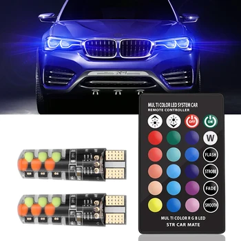 

2020 Led W5W T10 RGB Clearance Light New Universal Car RGB COB 12SMDs Colorful Multi Mode Car Light Bulbs with Remote Control